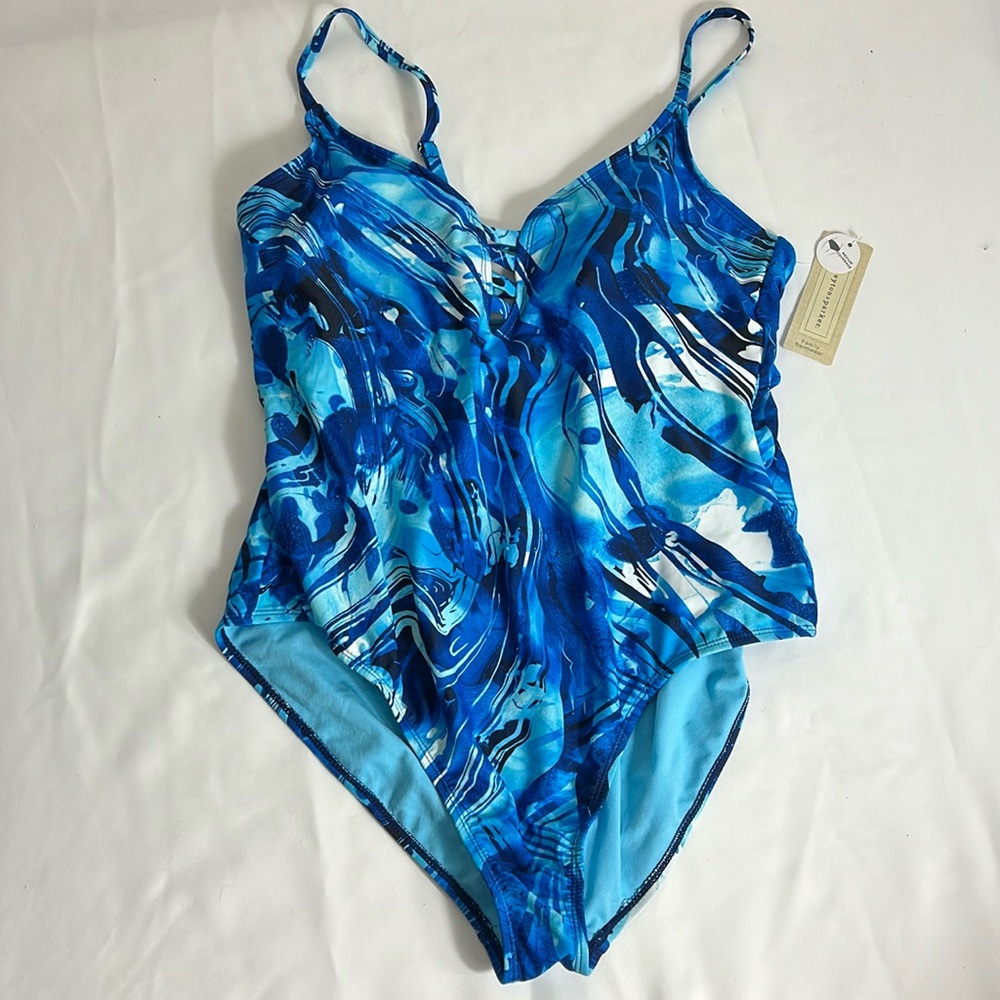 NWT Peyton and Parker Blue Tie Dye One Piece Bathing Suit Woman’s Size XL